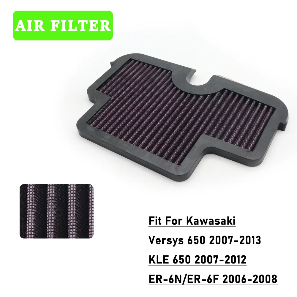

For KAWASAKI ER-6N ER-6F ER 6N/6F ER6N ER6F Versys 650 KLE 650 KLE650 Motorcycle High Flow Air Filter Washable Recyclable