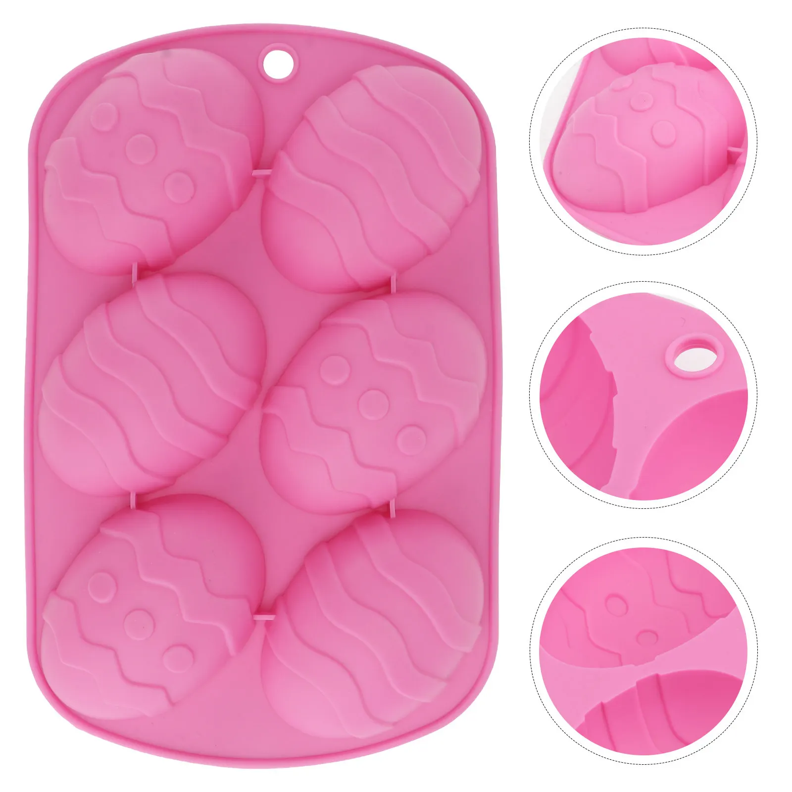 6-Grid Silicone Egg Shaped Baking Mold Red Multi-Purpose for Cake Decoration Fondant Candy Chocolate Easter Egg Mold