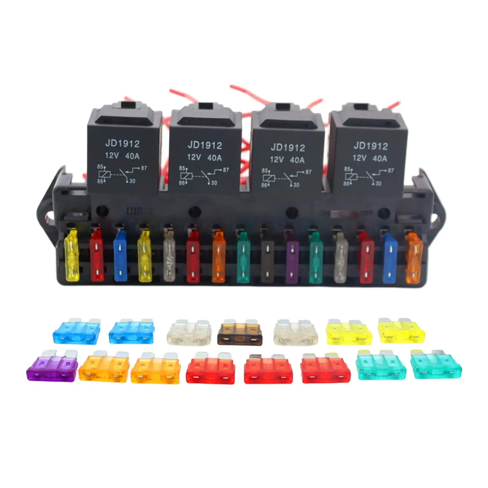 15-Way Car Fuse Box Block Holder W/ Relay Fit for Automotive Vehicle Bus