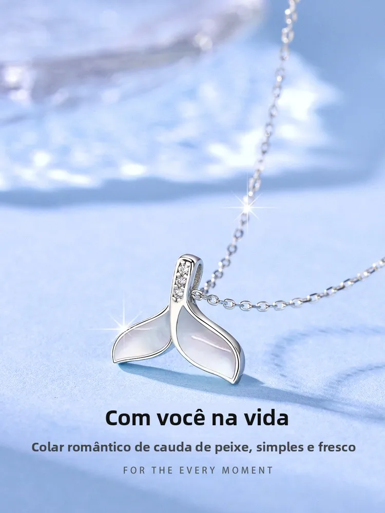 pure-999-sterling-silver-fish-tail-necklace-women's-autumn-winter-jewelry-original-design-ocean-pattern-cross-chain-pendant