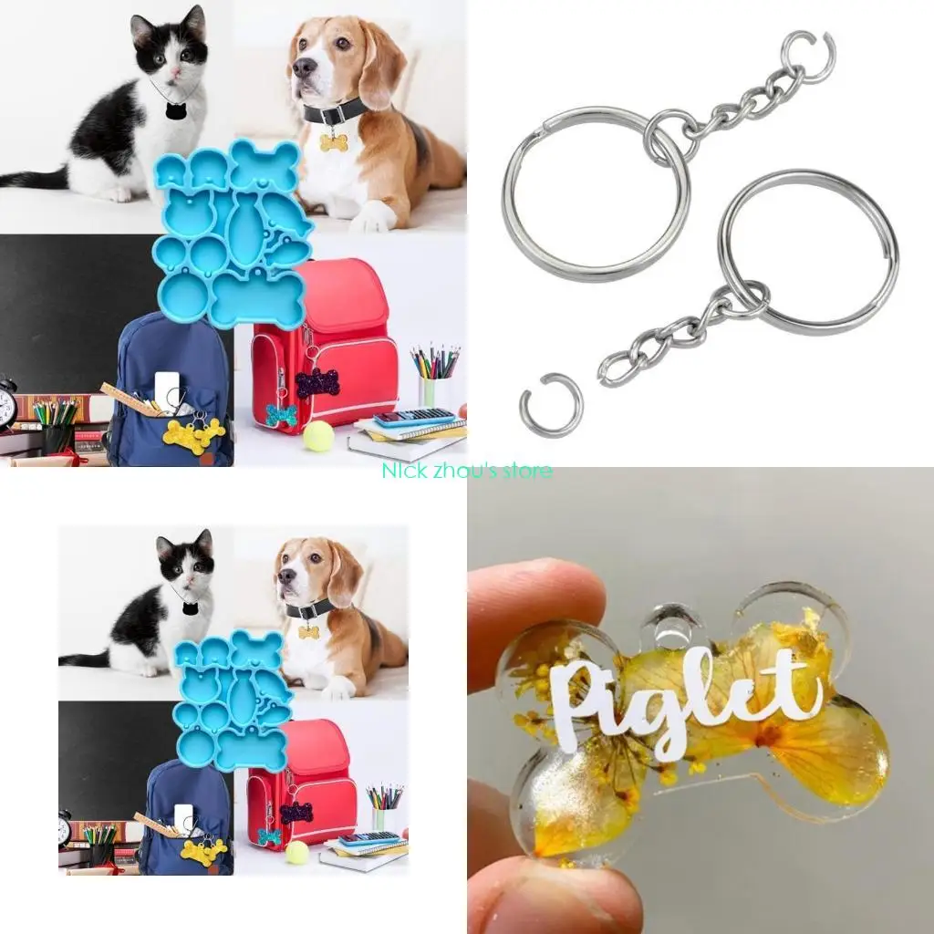 

E15E Resin Mold Silicone for Cat Tag Fish Bone Keychain Mold Epoxy Casting Molds