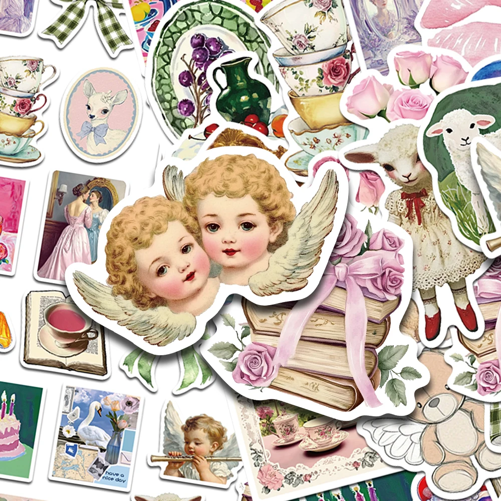 50pcs Cartoon Retro Mystery Stickers Decals For Phone Laptop Scrapbook Suitcase Refrigerator DIY Aesthetic Waterproof Stickers