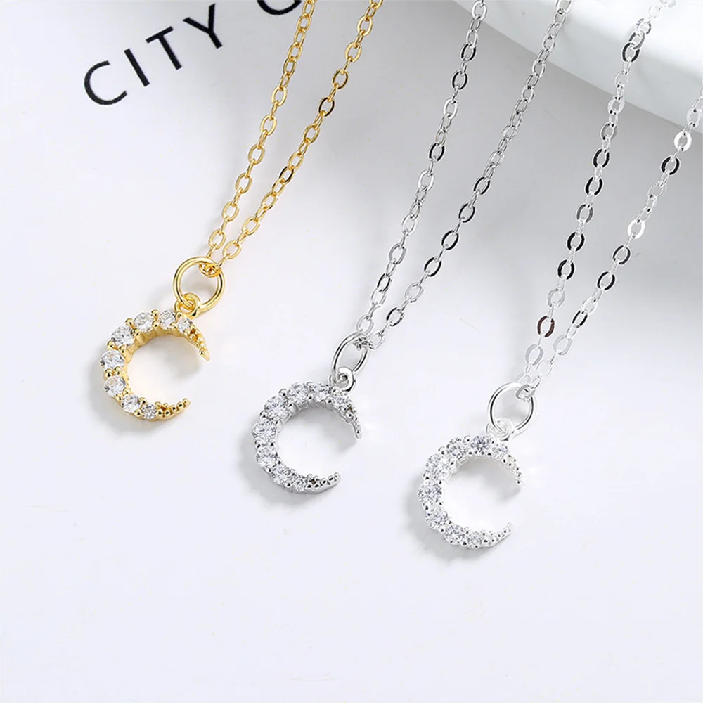 

Women's Korean-European Fusion S925 Sterling Silver Collarbone Chain, Black Star & Crescent Moon Vintage Retro Versatile Jewelry