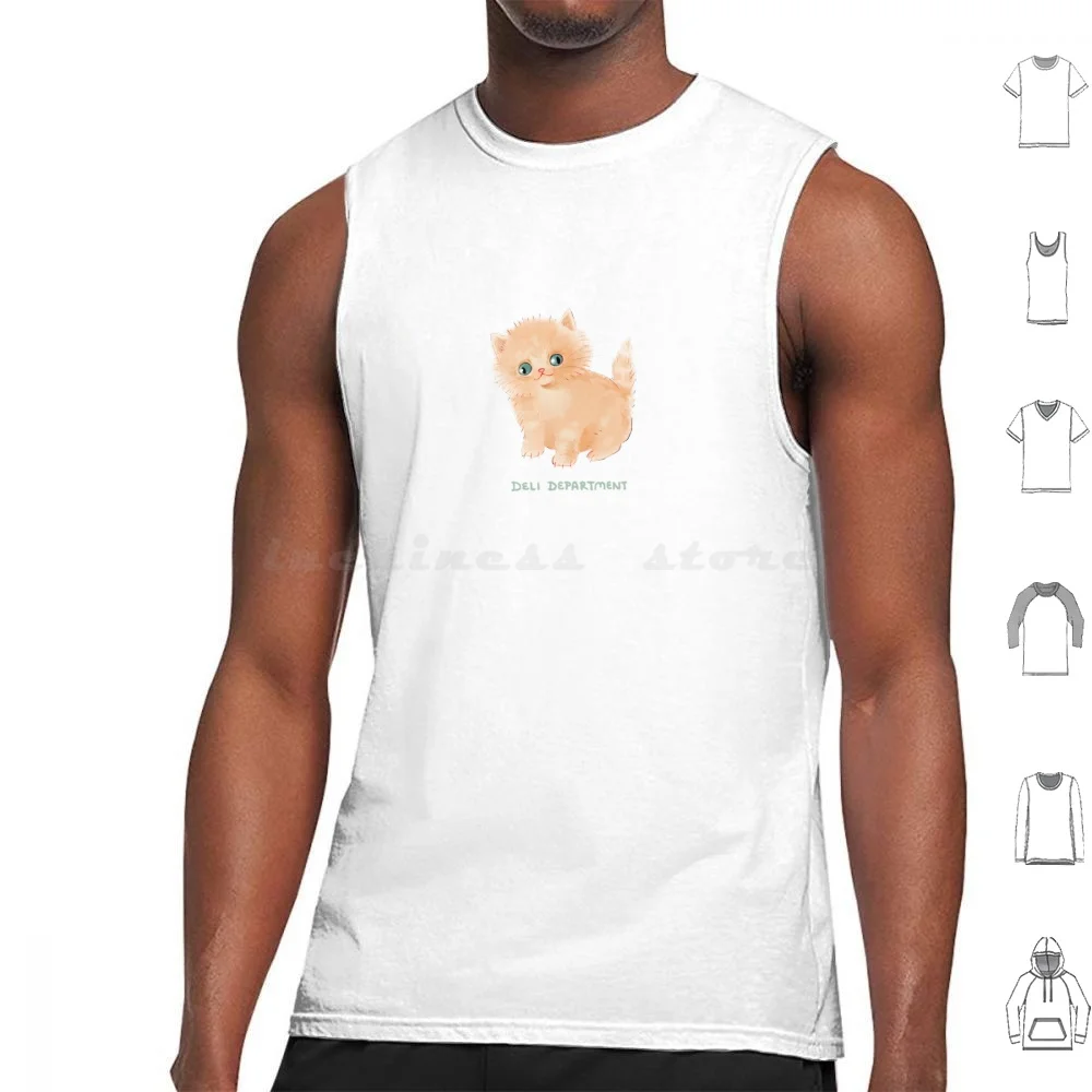 Teeny Tiny Tank Tops Vest Sleeveless Cute Kitten Orange Ginger Meow Cat Fluffy