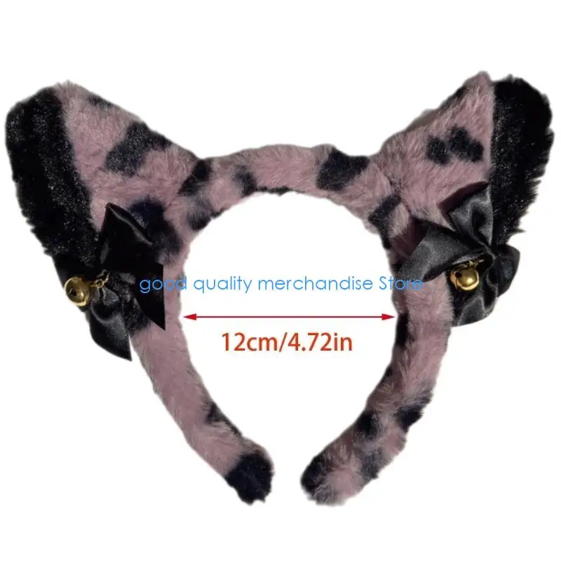 Y5JD-orejas gato peludas únicas con campanas, accesorio para cabello felpa suave, adición divertida para fiestas