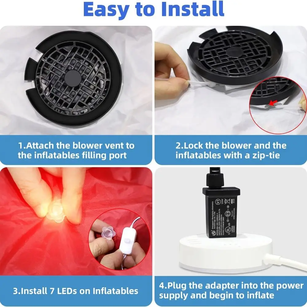 NEW 12V 1.2A Inflatables Blower LED Light Strings Durable Air Blower High Power Univesal Blower Fan Christmas Decorations