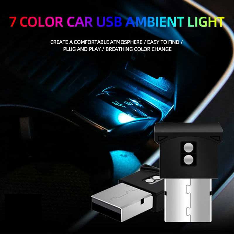 USB interior lights Atmosphere light Car Decorative lights Storage light Car ambient lighting Mini portable LED light neon lamp