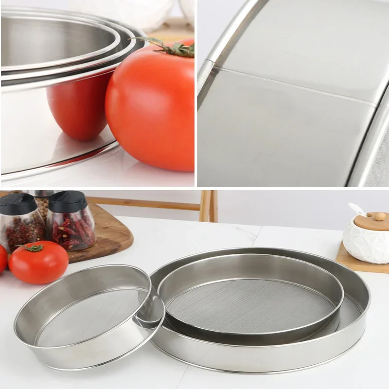 304 Stainless Steel Ultra-fine 60 Mesh Filter Kitchen Mesh Flour Sifter Flour Sieve Sifters Shakers Mesh Baking Tools