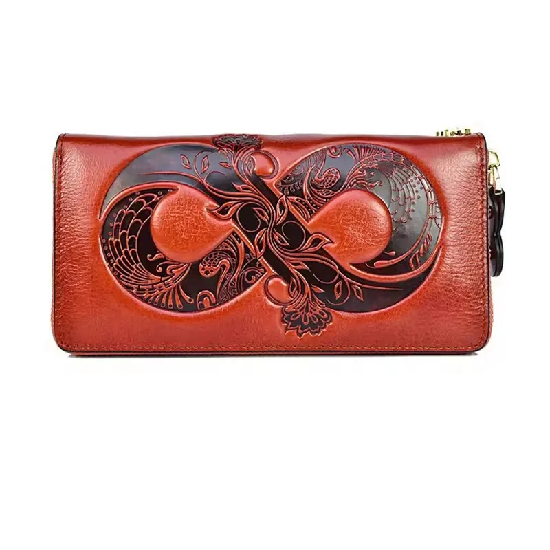 Dompet Kulit Asli Besar Wanita 2025 Tas Dompet Kulit Sapi Asli Baru Tas Tangan Clutch Tempat Kartu RFID