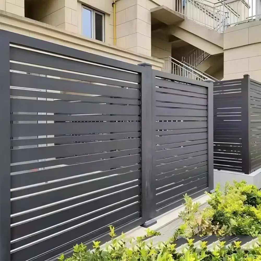 OneAlu Metal Aluminum Industrial Privacy Fence & Gate - High-Quality Outdoor Garden & Factory Security Fence