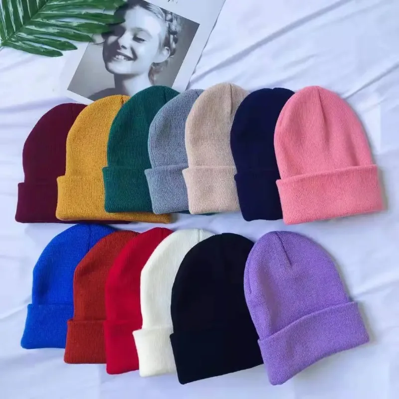 Gorro Fluorescente Quente para Mulheres e Homens, Gorro de Tricô e Crochê para Outono e Inverno, Cores Preto, Vermelho, Branco, Azul Marinho e Rosa
