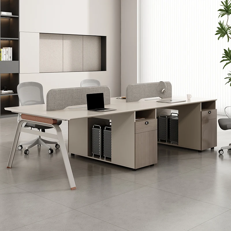 Office Desk,Modular Cubical Wooden Panel Workstation Desk For 2-6 Persons Modern Design For Office And Villa