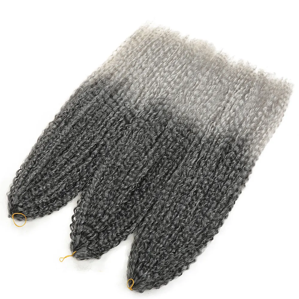 28 Inch 3PCS Kinky Curly Hair Twist Crochet Hair Synthetic Braid Brazilian Fake Hair Ombre Blonde Braiding Hair Extensions