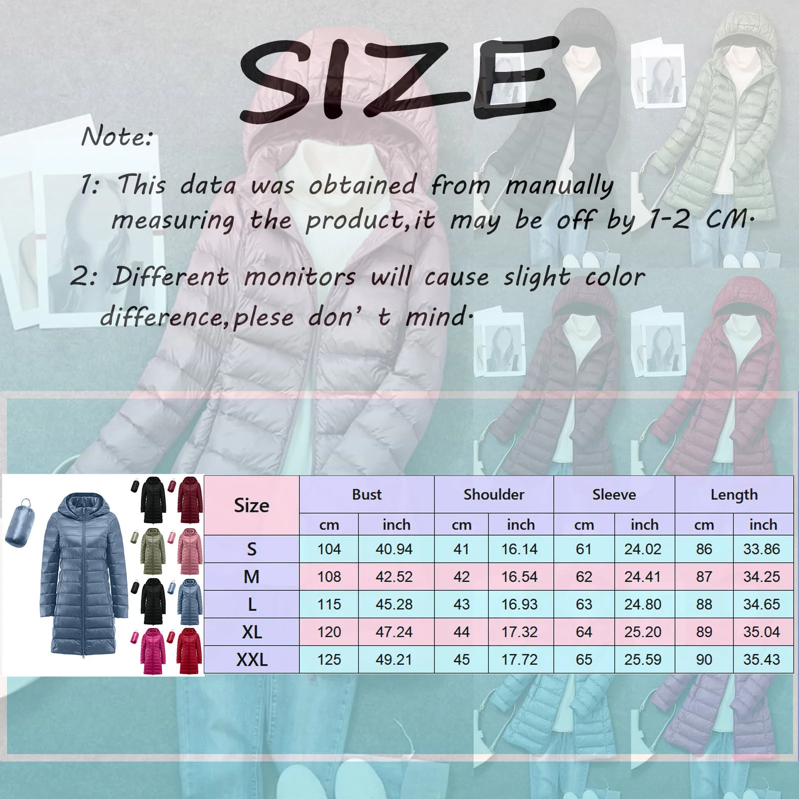 Portable White Duck Long Hooded Down Jacket Winter Black Ultralight Warm Cotton Padding Coat Zipper Windproof Outwear Slim Parka