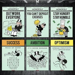 Alec Monopoly Motivational Office Mural Canvas Wall Art Poster Monopoly Poster Inspirational Quote Canvas Painting Home Decor