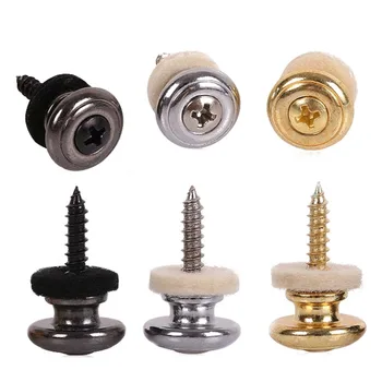 2 قطعة الكروم النحاس الغيتار حزام أقفال الفطر رؤساء الغيتار باس حزام أقفال دبابيس حزام مشبك أزرار الفضة/أسود/فضي