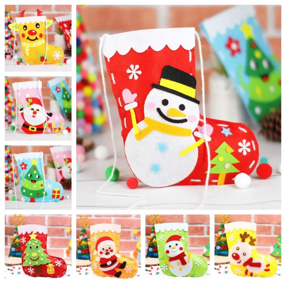 

House Decoracion DIY Christmas Stocking Santa Claus Non-woven Fabric Xmas Non-Woven Socks Snowman Kriss Kringle