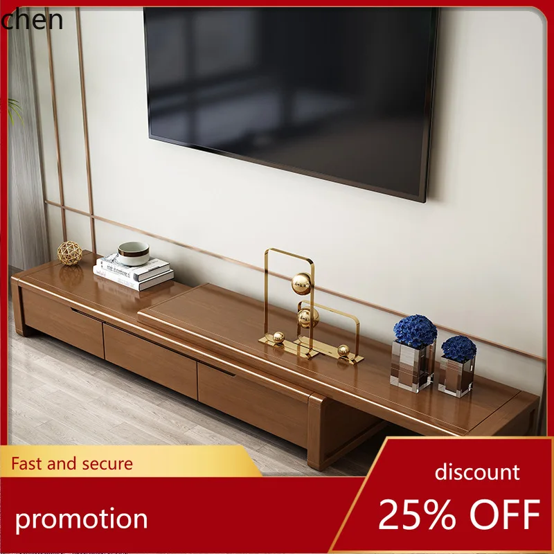 HT Solid Wood TV Cabinet and Coffee Table Set Modern Simple Economical Sofa Dining Table Extendable Simple Floor Cabinet