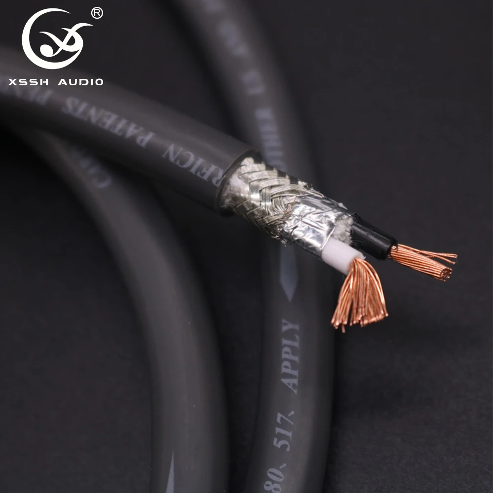 DIY HIFI Audio Signal Bulk Cable 2 Core Pure Copper Grey PVC Jacket RCA XLR Wire for Amplifier Audio Video System Support OEM