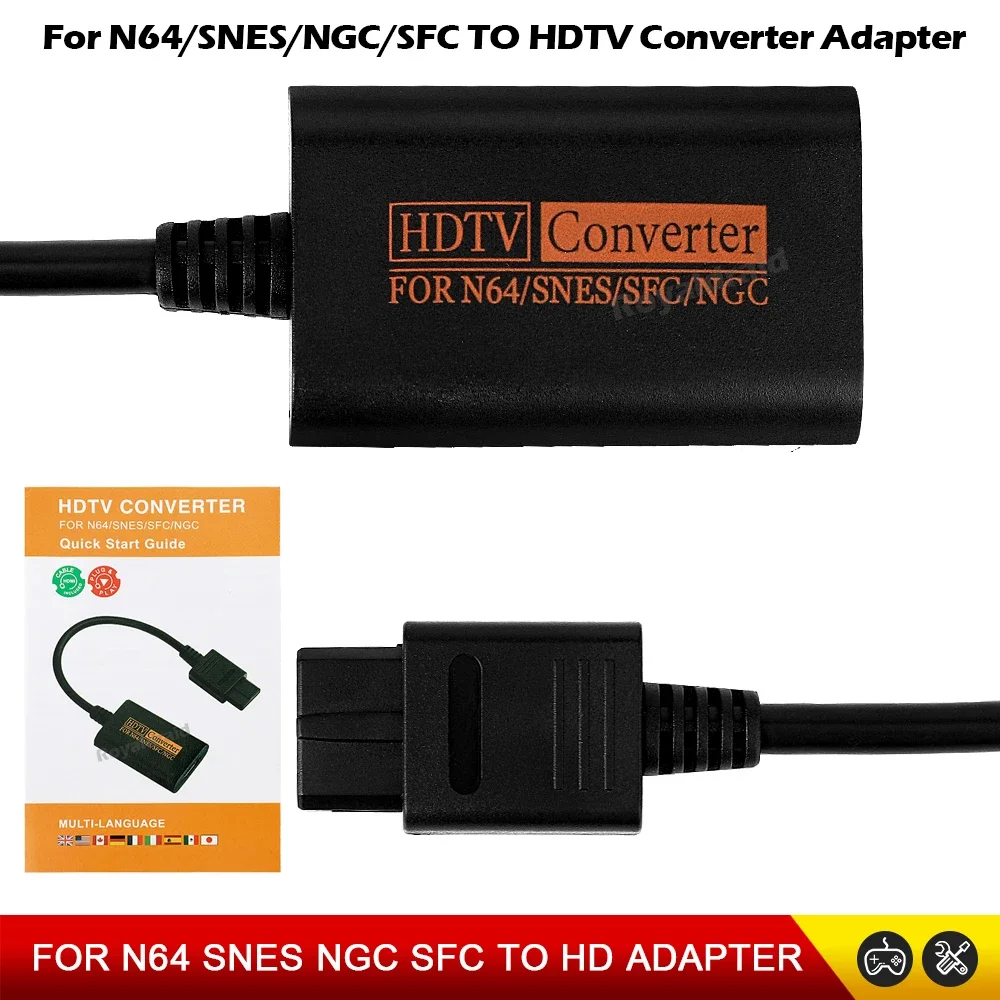 For N64 to HDMI-Compatible HDTV Converter Adapter for N64/Gamecube/SNES/GC Plug Play Full Digital 1080P No External Power