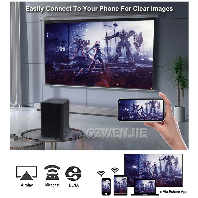 H6 Pro Projector Android 12.0 4K 1920*1080P 550ANSI Wifi5G Voice Control 4Ω5W Electronic Focus BT4.0 Home Cinema Projetor