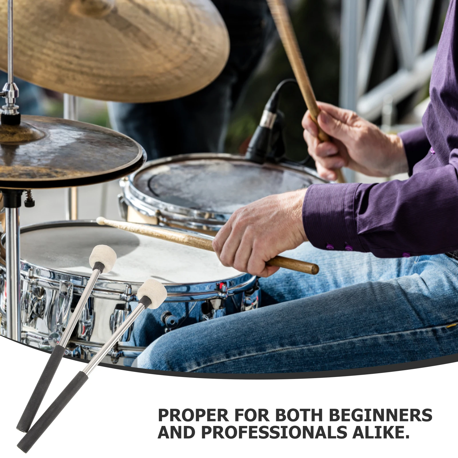 

2Pcs StainlessSteelDrumsticks Drum Felt Drum Sticks Sticks PercussionInstruments ElectronicDrums BeginnerProfessional
