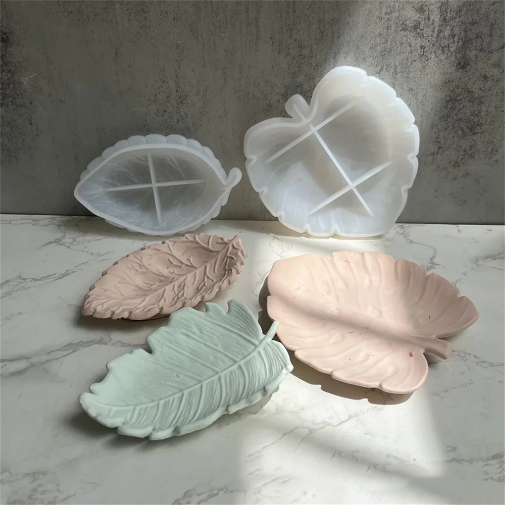 Diy Leaf Storage Tray Silicone Mold Leaf Mirror Storage Box Crystal Drop Glue Mold Ginkgo Leaf Plate Storage Tray Gypsum Mold