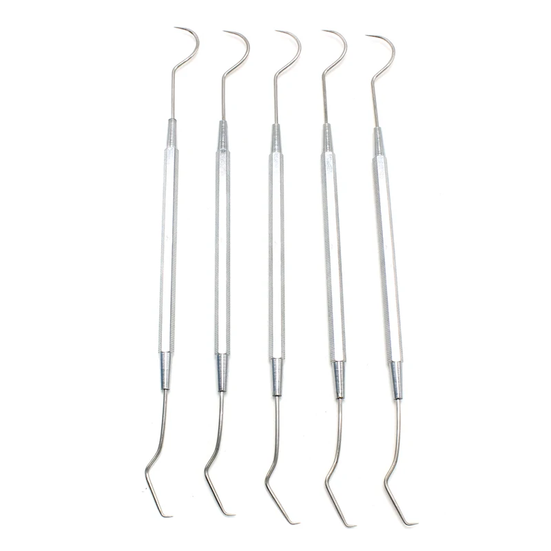 Aço inoxidável Double Ends Dentista Pick Scraper Ferramenta, Dental Periodontal Probe Explorer, Dentistry Tooth Stains Remover, Casa, 5pcs