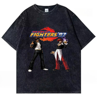 New American Street Fighting King 97 Oroga Yashenan Vintage Washed Cross-border Short Sleeve T-Shirt Men's and Women's Loose