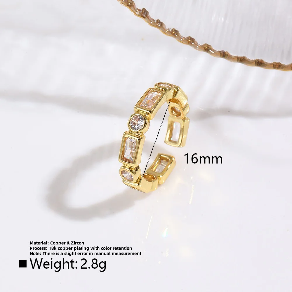 3 batches of light luxury niche copper plating high-end geometric ladder square butterfly opening ring couple party gift