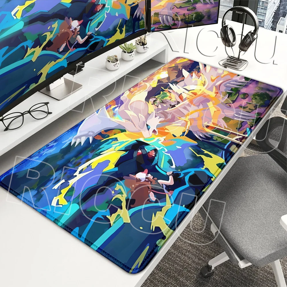 Mauspad Anime Gaming P-Pokemon Zekrom Reshiram Spielmatte Laptop Gamer Computer Zubehör Rutschfeste Gummi-Tastatur-Verlängerungsmatte