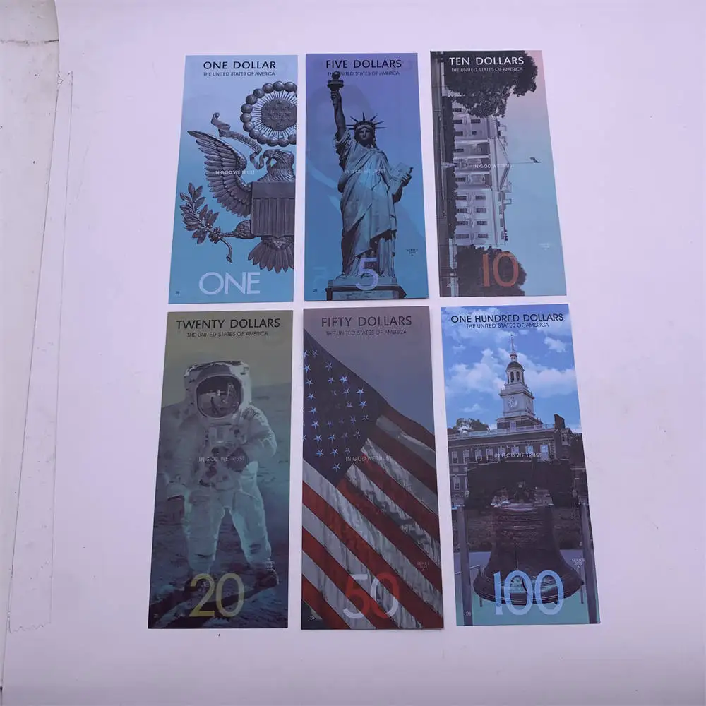 أوراق نقدية تذكارية برقائق ذهبية ، جمع فواتير الدولار ، دولار واحد ، 5 دولارات ، 10 دولارات ، 20 دولارًا ، 50 دولارًا ، دولار أمريكي ، أمريكي ، رئاسي ، 6 الكثير