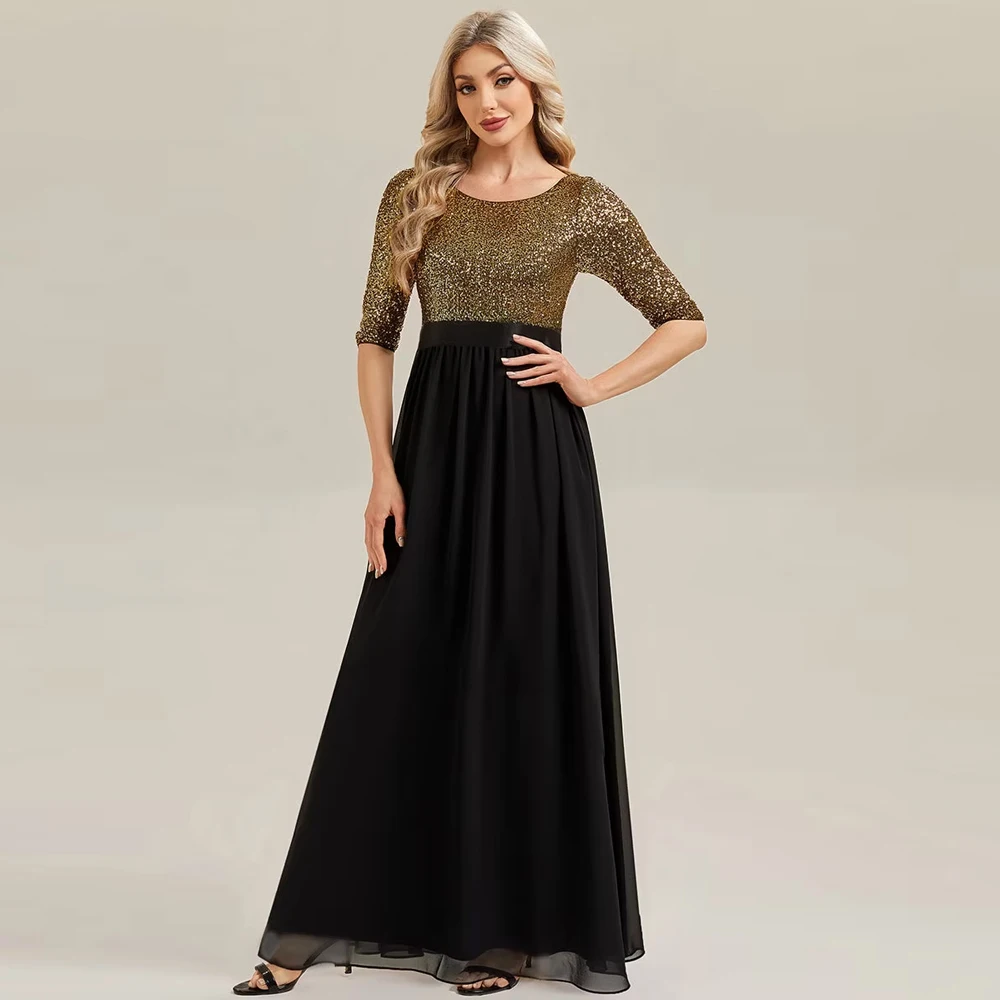 baziiingaaa-robe-de-soiree-a-manches-3-4-patchwork-de-paillettes-coupe-trapeze-longueur-au-sol