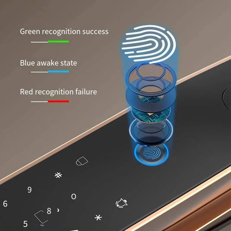 WiFi Smart Door Lock Aluminum Digital Code Card Fingerprint Face Recognition Wood Compatible App Electronic Key Aluminum Alloy