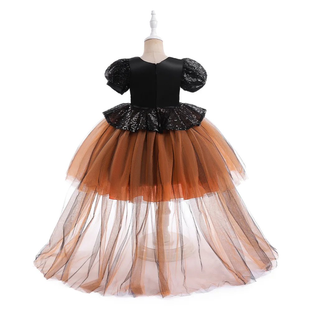 New Children's Halloween Little Witch Performance Costume Girl cosplay Dress Ball Performance Elegant Mesh Princess Dress