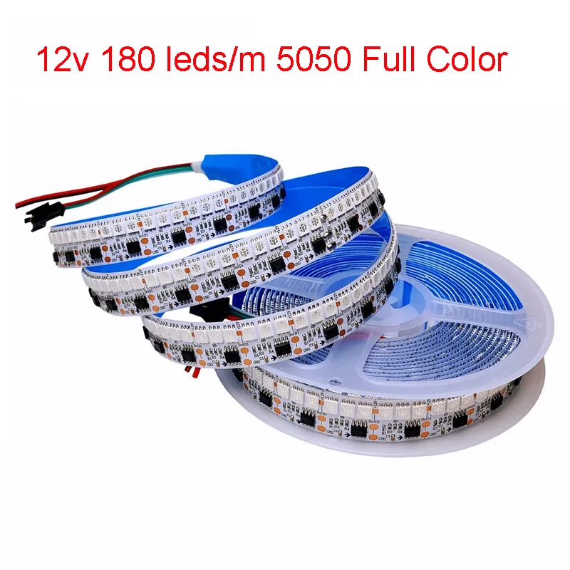 

5m 12v Full Color LED Strip 5050 RGB Dream Color 180Leds/m 30w/m TM1903 Similar WS2811 IC Addressable Pixel RGB Flexible Tape