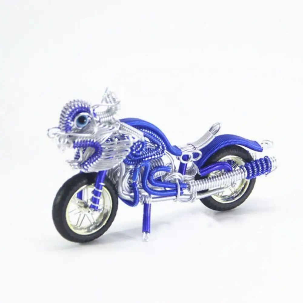 

Aluminum Wire Woven Motorcycle Sculpture Handmad Statue Aluminum Wire Motorbike Model Cartoon Collectible