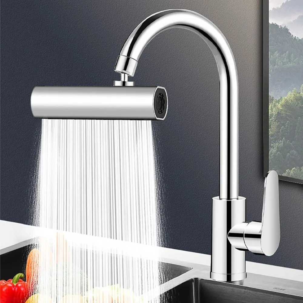 Stainless Steel Faucet Extender 360° Rotatable Waterfall Outlet Sink Nozzle Head Multi Function Universal Thread Size