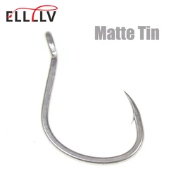 10pcs Matte Tin Anti-rust Saltwater Fishhooks High Carbon Steel Barbed Fishhook Assist Jigging Lure Hook 1# 1/0 2/0 3/0 4/0 5/0