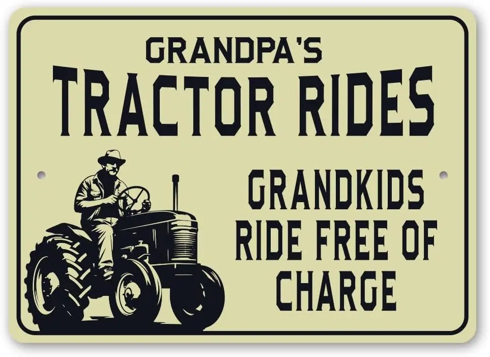 Tractor Ride Sign, Grandpas Tractor, Tractor Decor Retro Vintage Wall Plaque Vintage Metal Signs ,de27saA156