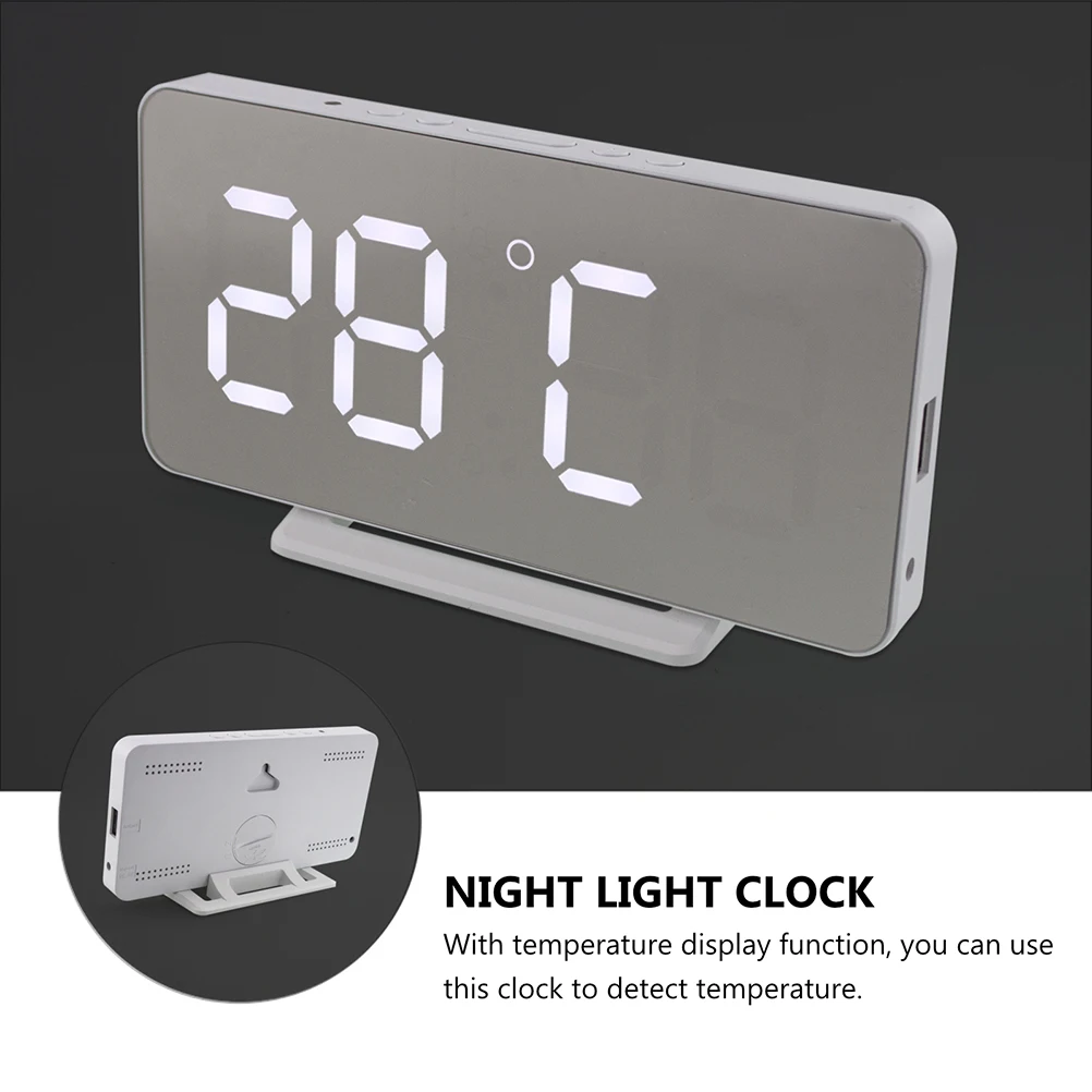 

Led Large Screen Digital Alarm Temperature Display Multi Function Night Light Clock Usb Port Mute Bedside Clock For Home Office