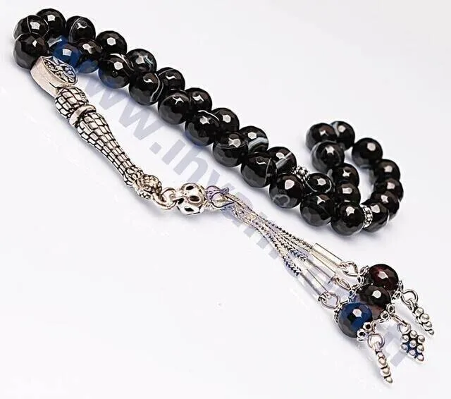 

IQRAH Agate Stone Rosary (925 SETTING SILVER Fasetler)