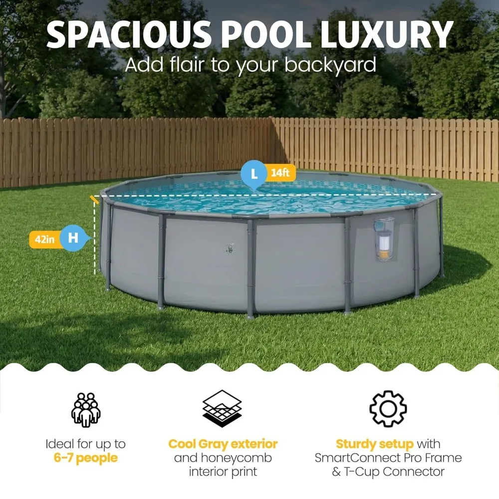 

14' x 42" Round Above Ground Swimming Pool & 1200 GPH Filter Pump & AutoSkimmer, Custom