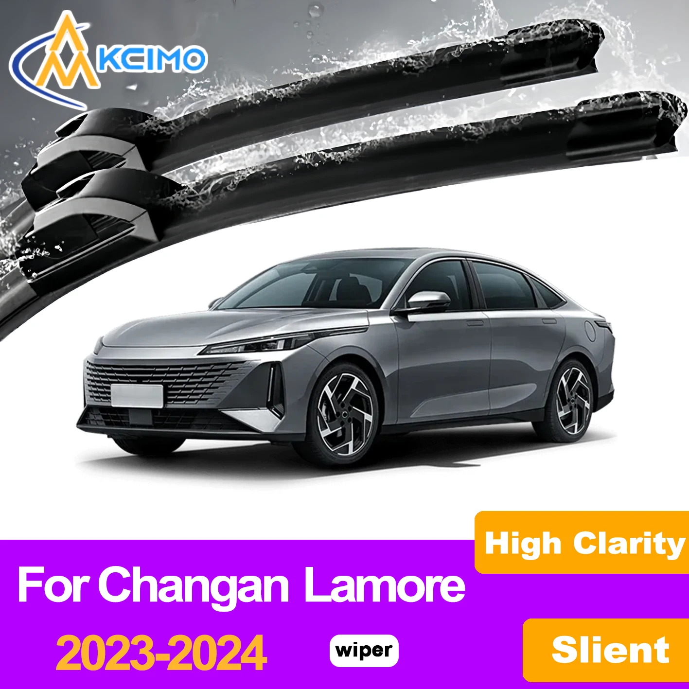

KCIMO 2PCS Front Windshield Wiper Blades For Changan Lamore 2023-2024, Natural Rubber All Weather Quiet Wiping Car Accessories