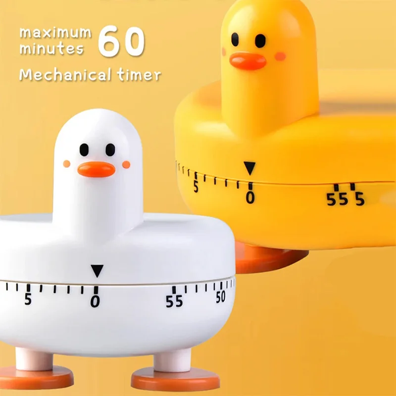 Cute Duck Mechanical Kitchen Timer, Christmas Holiday New Year 60-Minute Wind Up Dial Countdown Egg Reminder No Batteries