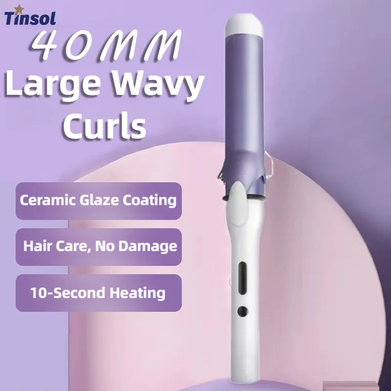 

TINSOL 40mm Professional Curling Iron with Rotating Barrel for Large Waves Electric Curler Professional Salon Styling Tool