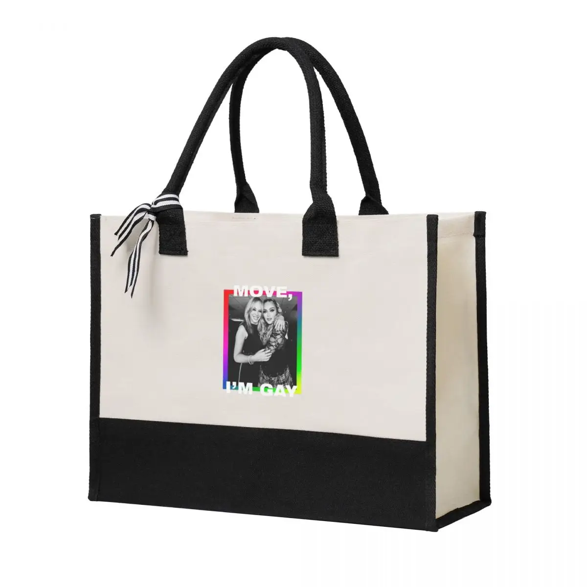 

Canvas Gift Shopping Bag Madonna & Kylie Move I'm Gay Classic Canvas Large Capacity Bag Customizable Quality Gifts