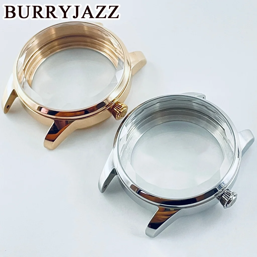 BURRYJAZZ 33 мм подходит для NH34 NH35 NH36 NH38 NH39 Коробка для часов с механизмом и бриллиантовым краем Стекло Женский женский коктейльный корпус из нержавеющей стали