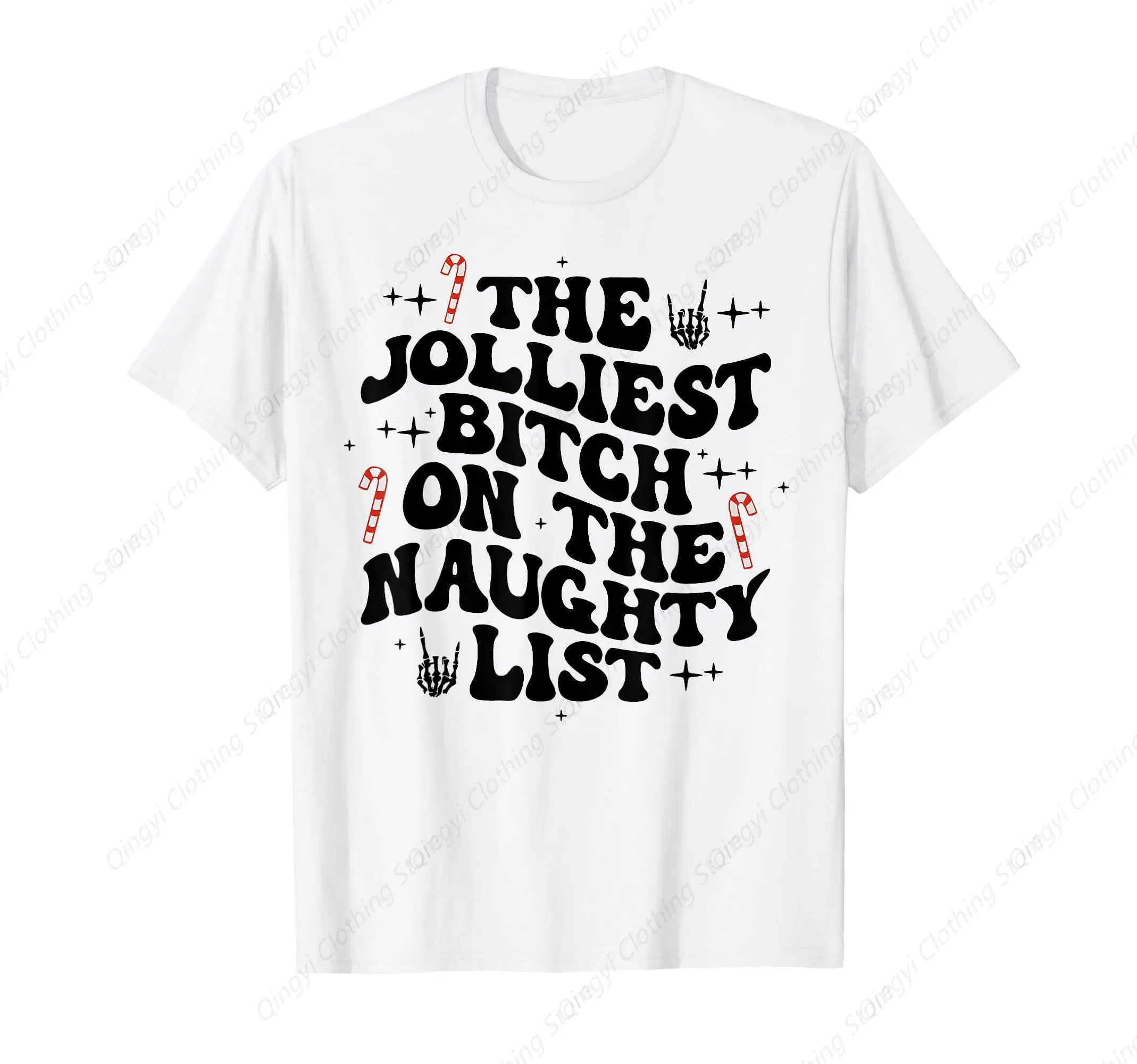 

The Jolliest On The Naughty List Funny Christmas T-Shirt