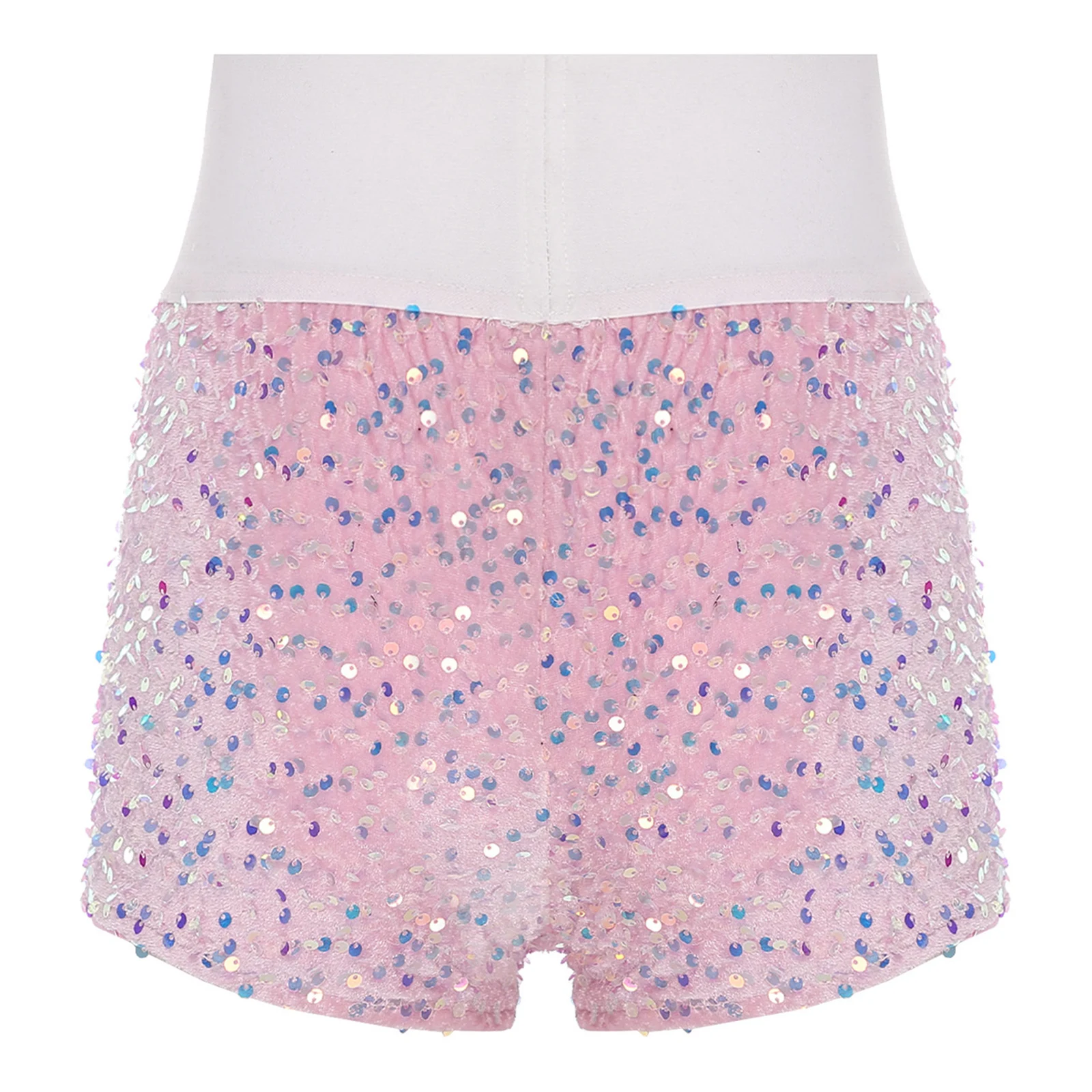 Pantaloni caldi da donna a vita alta con paillettes lucide Cintura elastica in velluto con pantaloncini completamente foderati con paillettes per feste di rave in discoteca